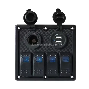 Boat Yacht Car RV DC12v Voltmeter Dual USB LED light Waterproof Marine Switch Panel