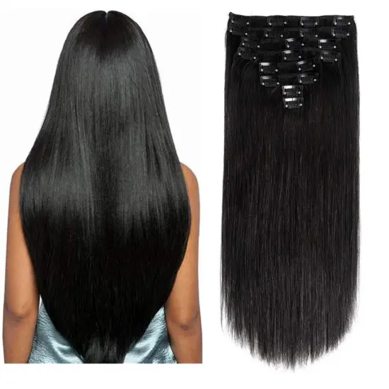100% Russian Human Remy Clip In Hair Extensions Double Drawn Lace