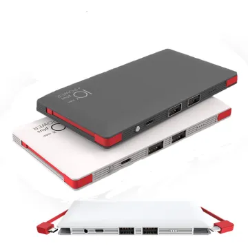 wholesale Mobile Phone Chargers 10000mah ultrathin mobile power bank with built in charging cable for android and iphone