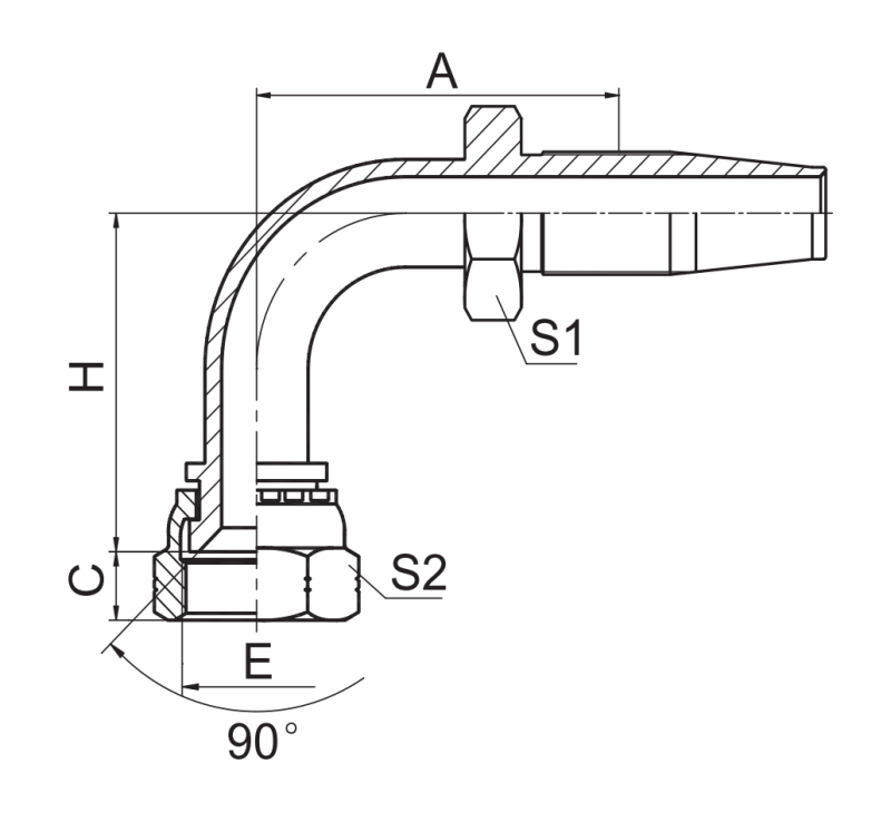 90 SAE weibliche 90 Kegelsitzhydraulikarmaturen