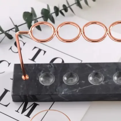 Handcrafted Marble and Brass Makeup Brush and Lipstick Stand