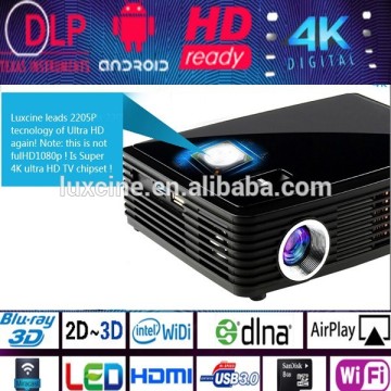 Black 1500 Lumens 2205P Home Theater Bluray 3D Android OS LED DLP Mini Projector