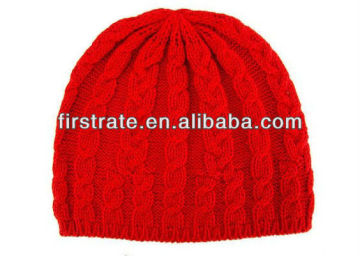 Hot sale customized woven patch plain black knitted beanie hat