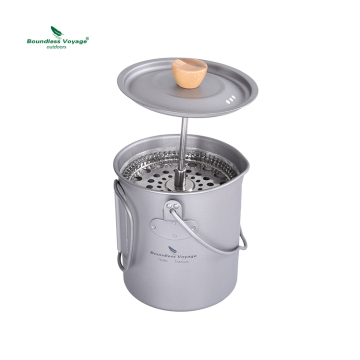 Boundless Voyage Outdoor Titanium Mug with French Press and Stainless Steel Percolator