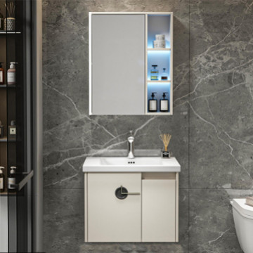 High Definition Wall Hung Bathroom Cabinet Set with Vanity Mirror and Waterproof Wash Basin