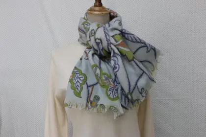 Warp Wool Weft Lamb Wool Printed Shawl