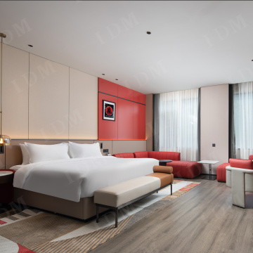Muebles de dormitorio de hotel personalizados de doble habitación de madera de madera sólida