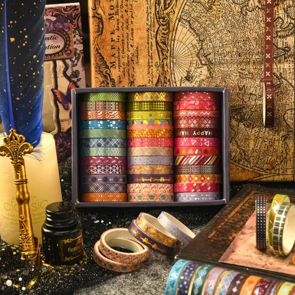 Wholesale Geometric Washi Tape 36 Rolls/Box - DIY Decorative Self-Adhesive Tape