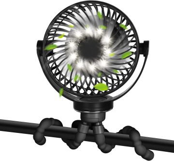 2600 5200mAh Portable Mini Stroller Fan with LED Light