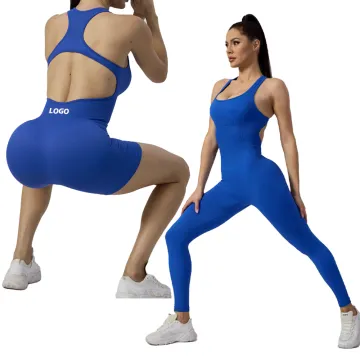 Custom Logo New Sexy Open Back Seamless Yoga Jumpsuits and Yoga Shorts Rompers for Women