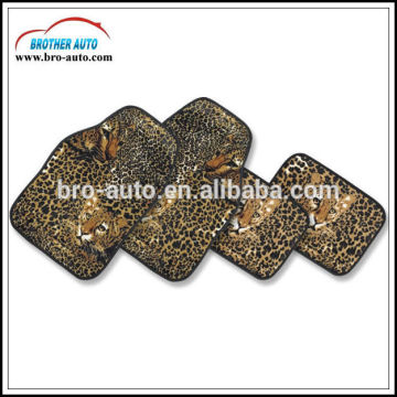 2015 hot sell universal size RUBBER 4PCS full set black Leopard carpet car mat