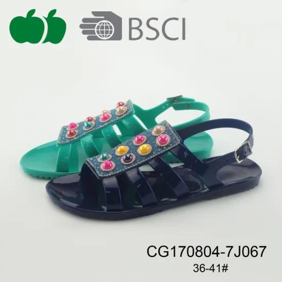 Fashion New Design Ladies Flat Pvc Sandals