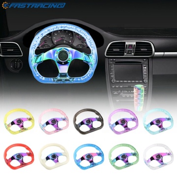 14 Inch Titanium Blue Neo Chrome Bracket Clear Acrylic Car Racing Steering Wheel