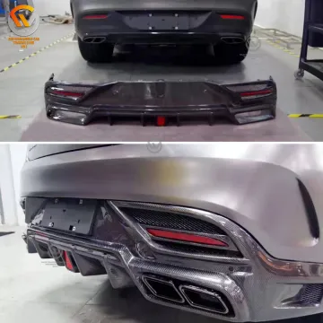 LD Style Carbon Fiber Rear Bumper Diffuser with Exhaust Tips for GLE Coupe