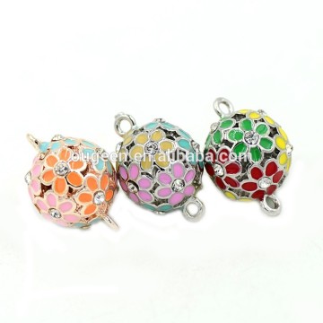 fashion Double loop hollow out ball Mix colour Oil drip with stone conncetor zinc alloy Bracelets and necklaces jewelry acces