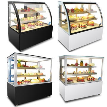 Showcase de pastel de mármol blanco: nevera y pantalla de refrigerador comercial