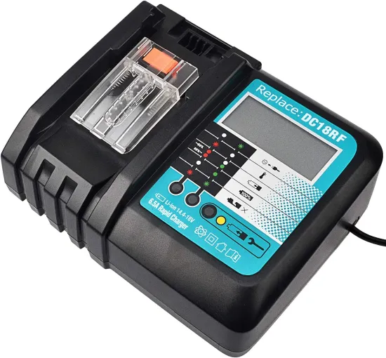 Suit for Makita DC18RF 14.4-18V 6.5A with LED Screen and Fan Cooling System for Cordless Tools DC18RF BL1830 BL1430