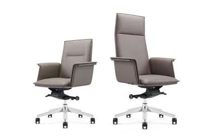 Aluminium Base Genuine Leather Boss Executive Chairs