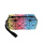 High quality bulk custom logo rainbow color PU geometric travel cosmetic bag for makeup