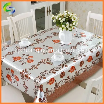 2015 popular designs pvc table cloth with Silver surface