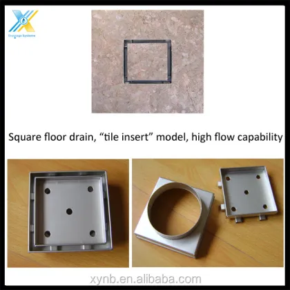 Stainless Steel Square Tile Insert Floor Drain Grate