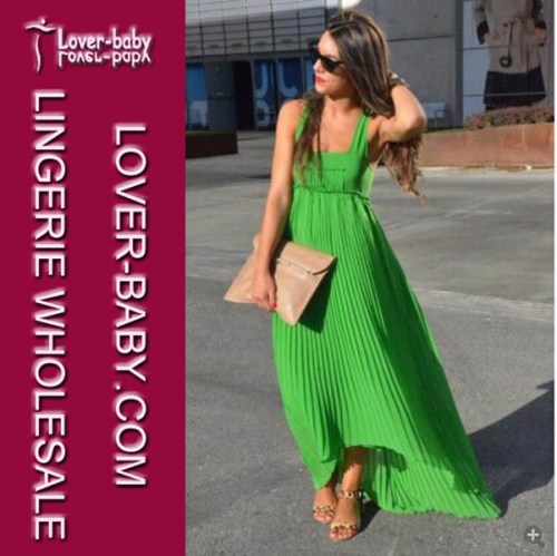 Woman Green Simple Long Dress (L51149)