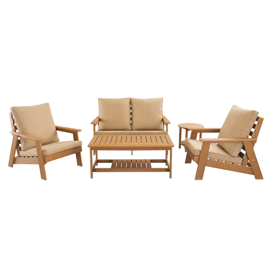 Waterproof Wooden Lounge Garden Sofa Set for Patio and Outdoor Use