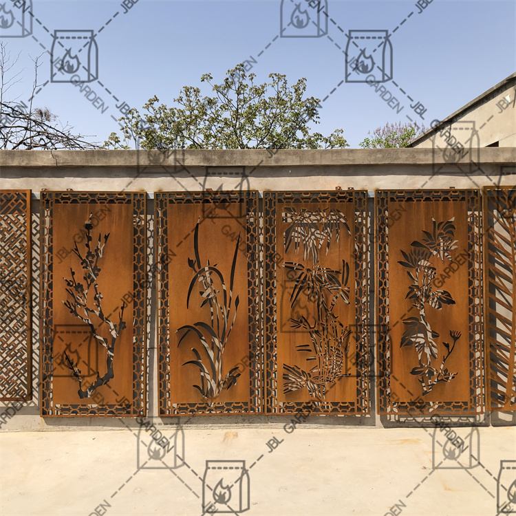 Schermo decorativo in acciaio Corten per luogo privato