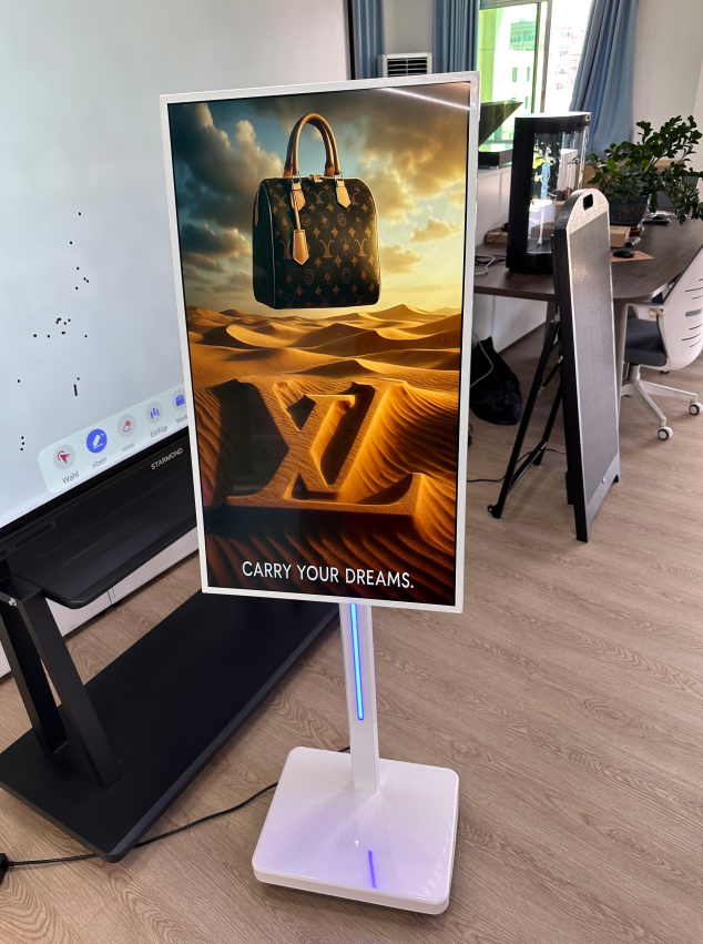 Kurumsal lobi ve dijital showroom iletişimi için profesyonel döner akıllı iç mekan LCD tabela