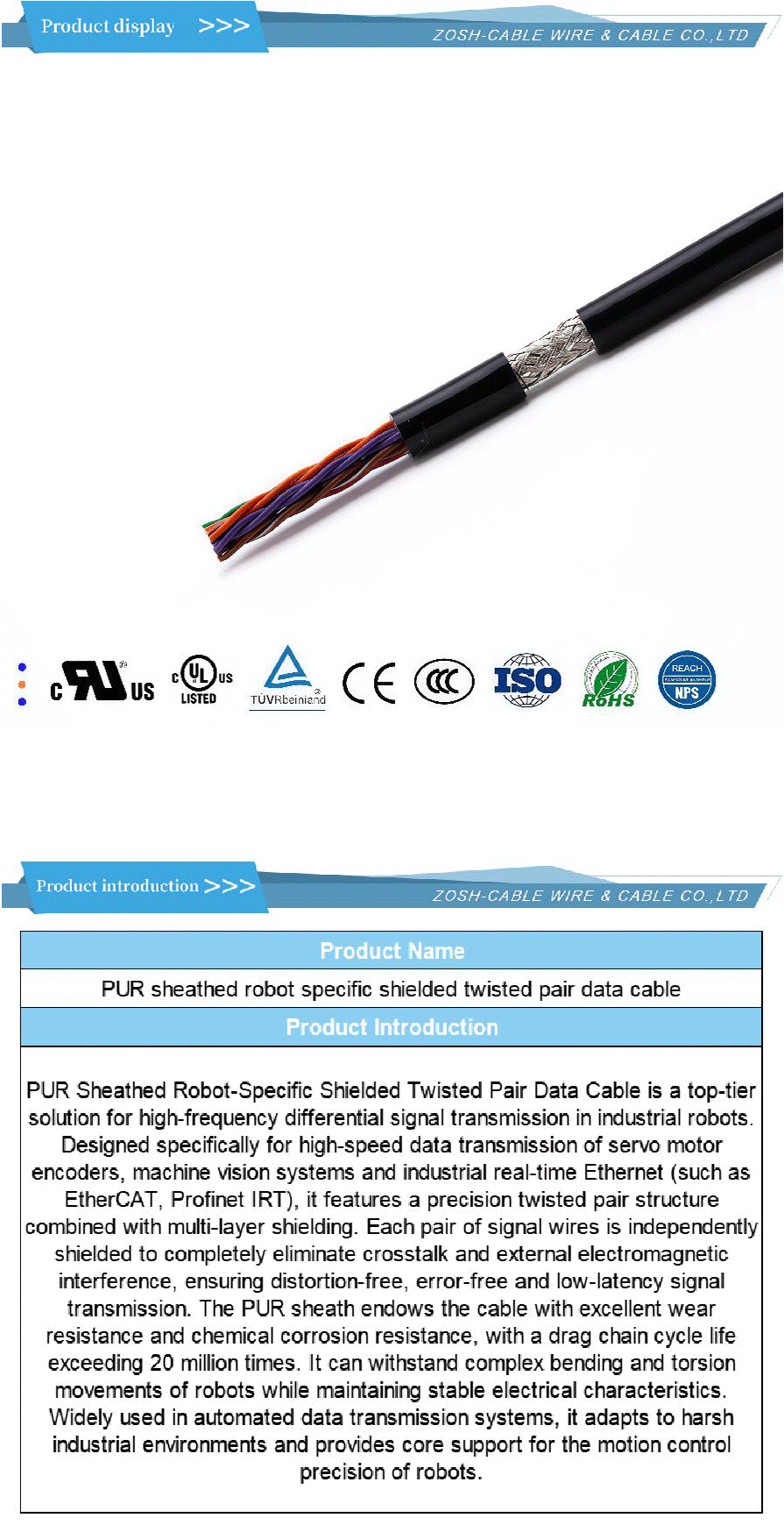 Robot cable (anti-torsion)-xiangqing1-ZS021