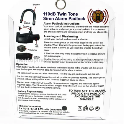 Smart Security Alarm Padlock/Siren Alarm security Padlock/110db siren Alarm padlock