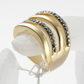 Fashion Golden 4 Zeilen Kristall Strass Ringe für Frauen-Schmuck Großhandel
