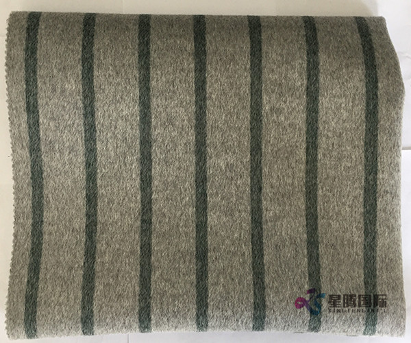 Green Vertical Stripe 100% Wool Fabric