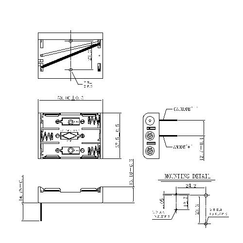 3 piezas AAA Batería Soporte/Case/caja con alfileres