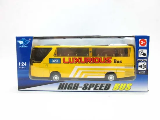 1:24PULL BACK DIE CAST BUS W/MUSIC  LIGHT