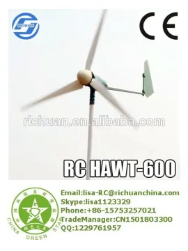 2015 Richuan mini horizontal home use wind power system 600w wind generator system