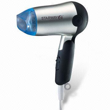 DC Travel Hair Dryer with Foldable Handle and 800 to 1,000W Power