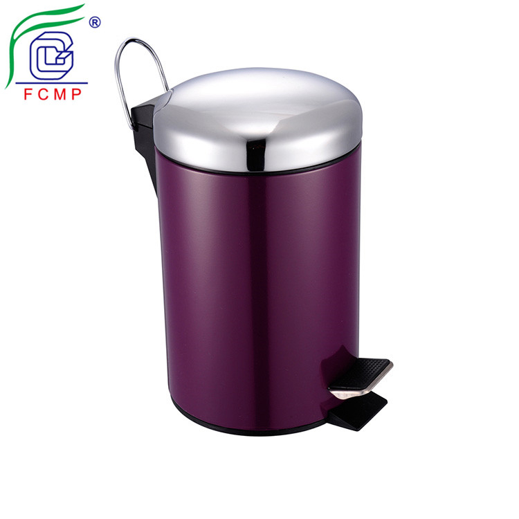 purple steel trash can