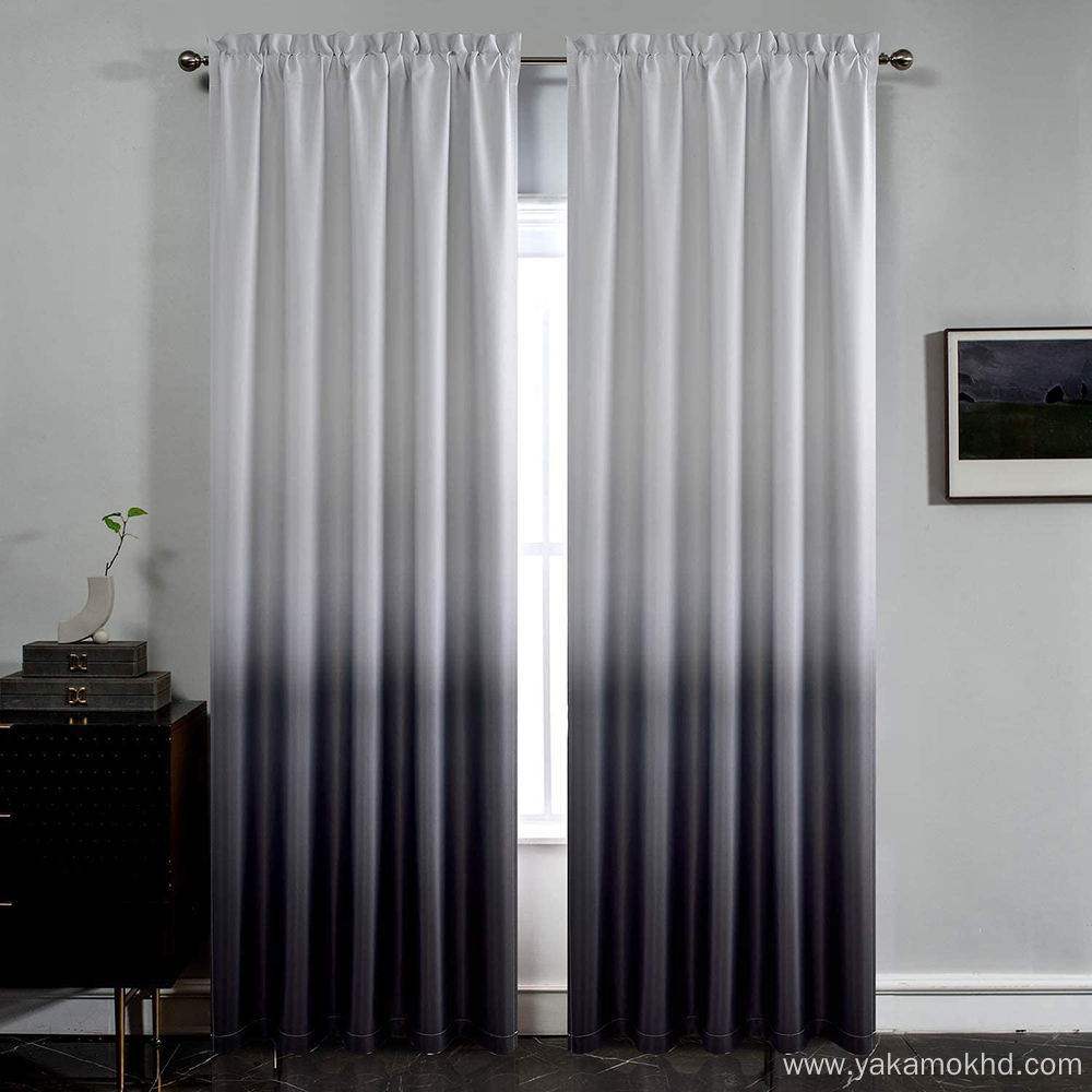 Black Ombre Curtains with Rod Pocket