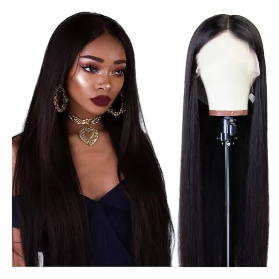 Raw Indian Hair Wig Vendor Deep Wave Glueless Lace Closure Human Hair Wig Virgin Cuticle Aligned Hair Unprocessed Raw Indian Wig