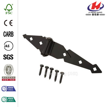 8 in. Black Heavy Duty Strap Hinges (2-Pack)