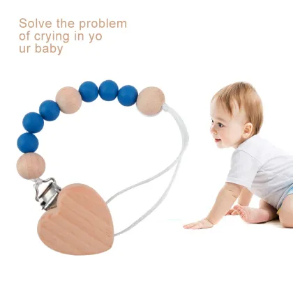 Baby Silicone Pacifier Chain - Pentagram Beech Pacifier Clip Love Heart