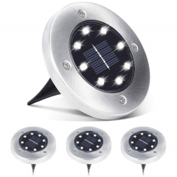 Amazon ebay Vente chaude 8 nuits disque de patio de patio d'énergie lampe d'énergie de haute qualité LED à énergie solaire LED