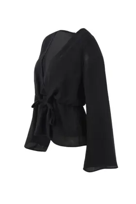 Slash Neck Women Shirt Lotus Leaf Sleeve Shirt