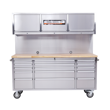 Lycan 72 Inch Garage workbench Heavy Duty Cart  Rolling Tool Box, stainless Steel