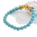 Bracelet Turquoise Perles Ambre 8MM Tete de Dragon