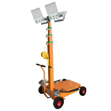 Portable High-Lift Outdoor Night Lighting Trolley - 100W to 300W, 4m-6m Height, Generator Powered