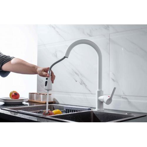 Stainless Steel Kitchen Faucet White 304-Stainless-Steel Pull Down Kitchen Faucet Supplier