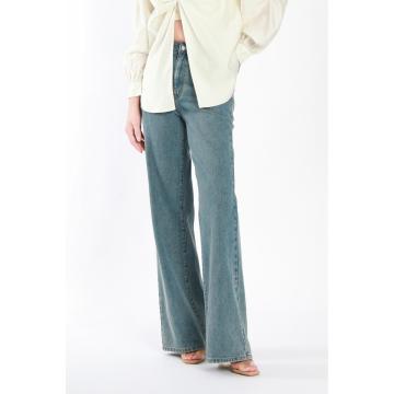 Ladies Gray Straight-leg Jeans