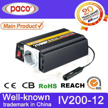 CE approved 12v Inverter 200watt with PWM output regulation,USB